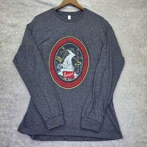 Coors Banquet Mens Long Sleeve Graphic T-Shirt Charcoal Heather Gray Large